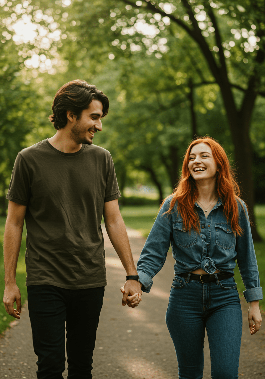 Happy couple enjoying time outdoors together, representing overcoming rejection and strengthening bonds