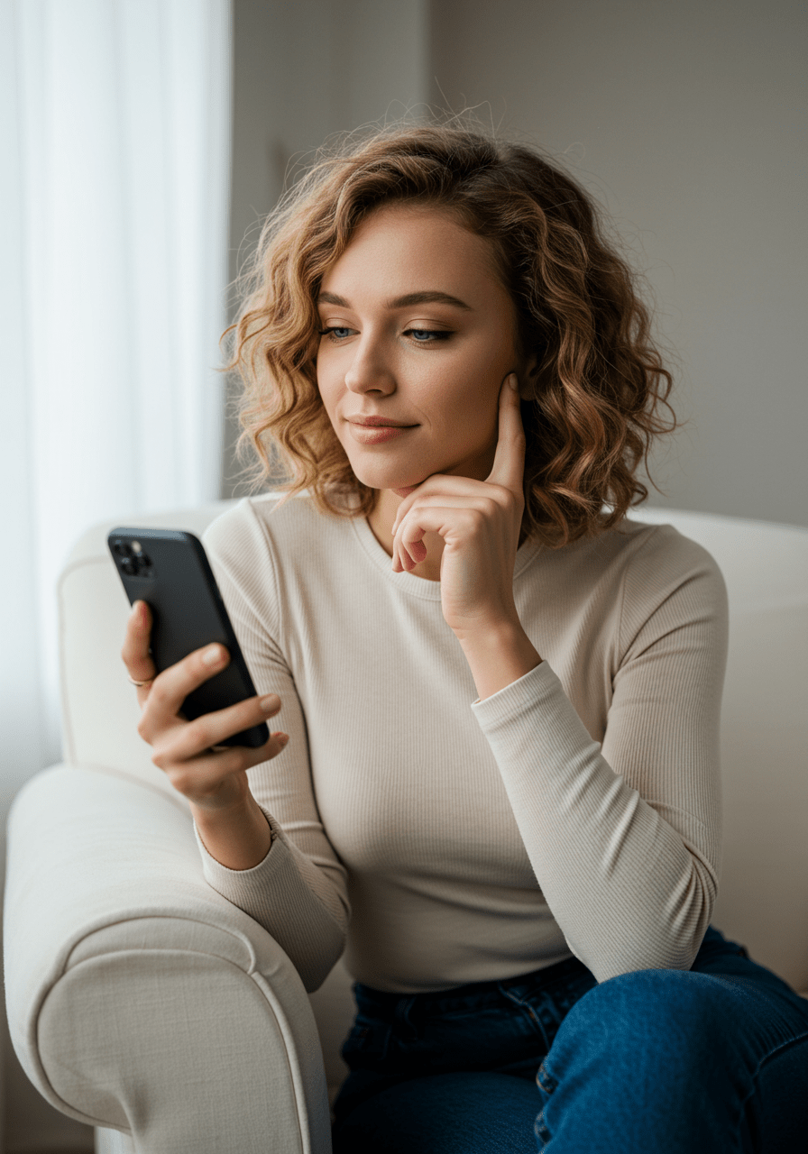Woman establishing boundaries with her devices to promote mindful dating and avoid burnout