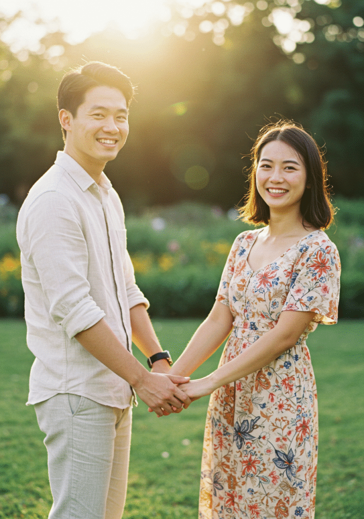 Couple enjoying a romantic walk outdoors, representing revitalizing desire and connection
