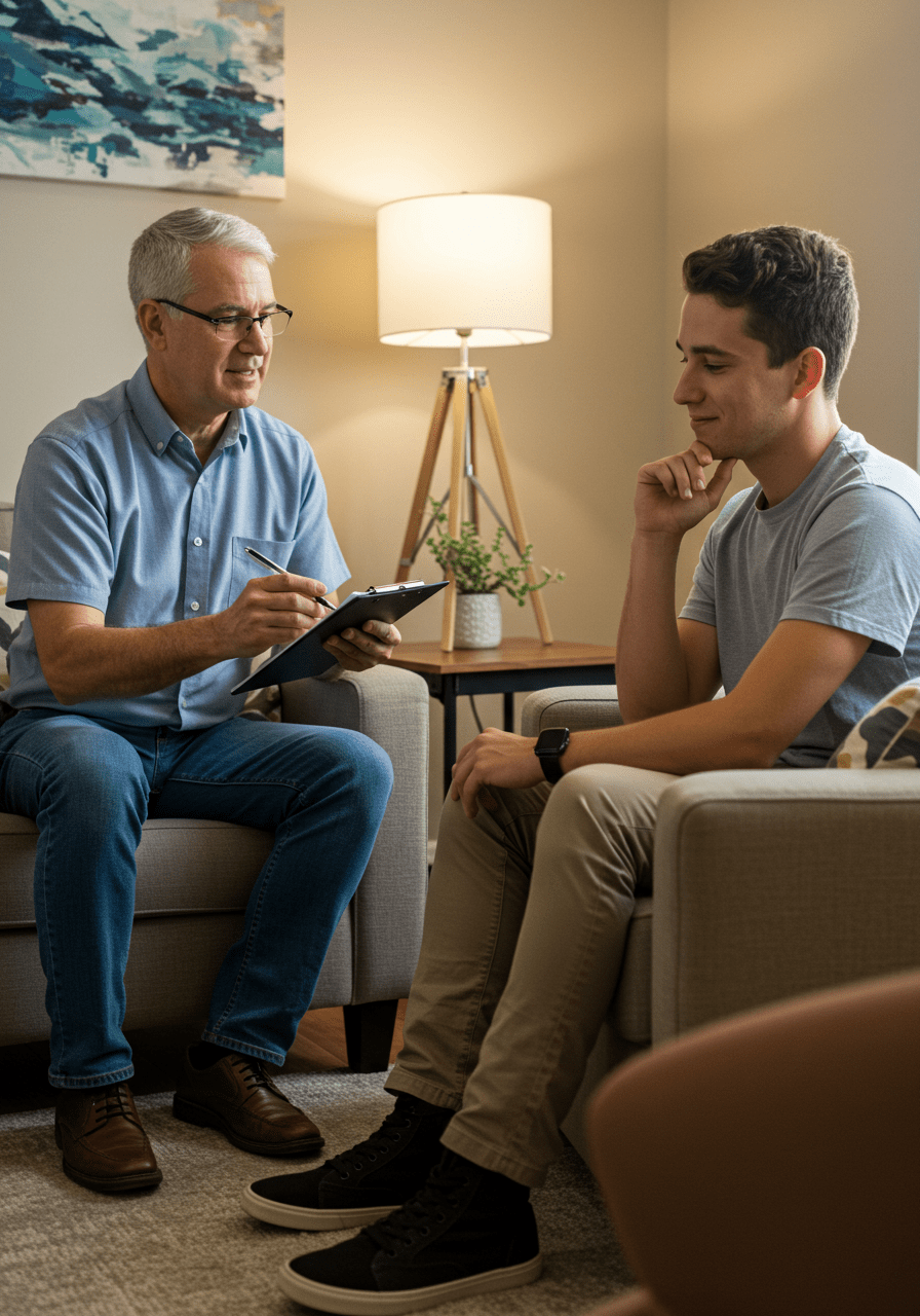 Therapist and client working on self-awareness and growth to address toxic behaviors