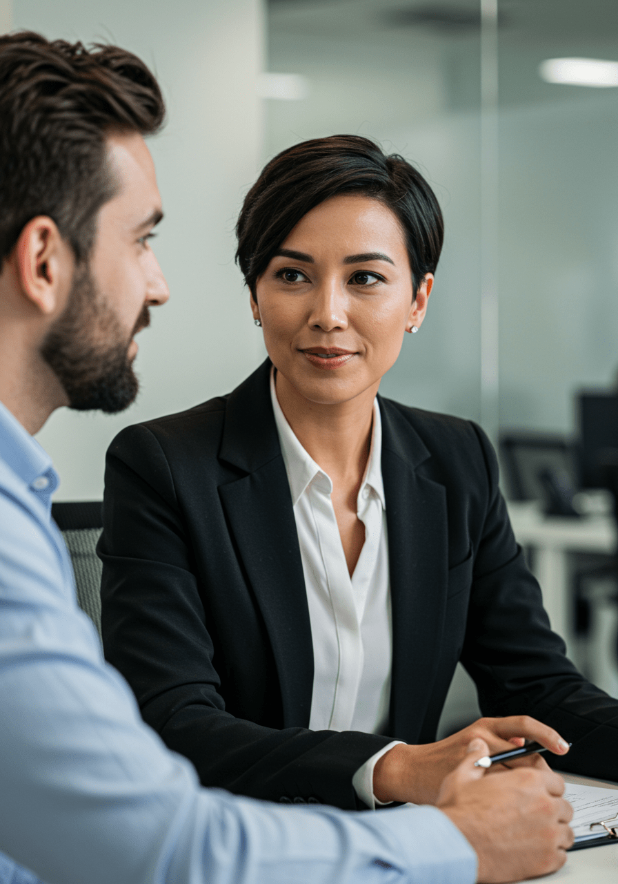A manager actively listening to an employee in a one-on-one meeting to demonstrate emotional intelligence at work