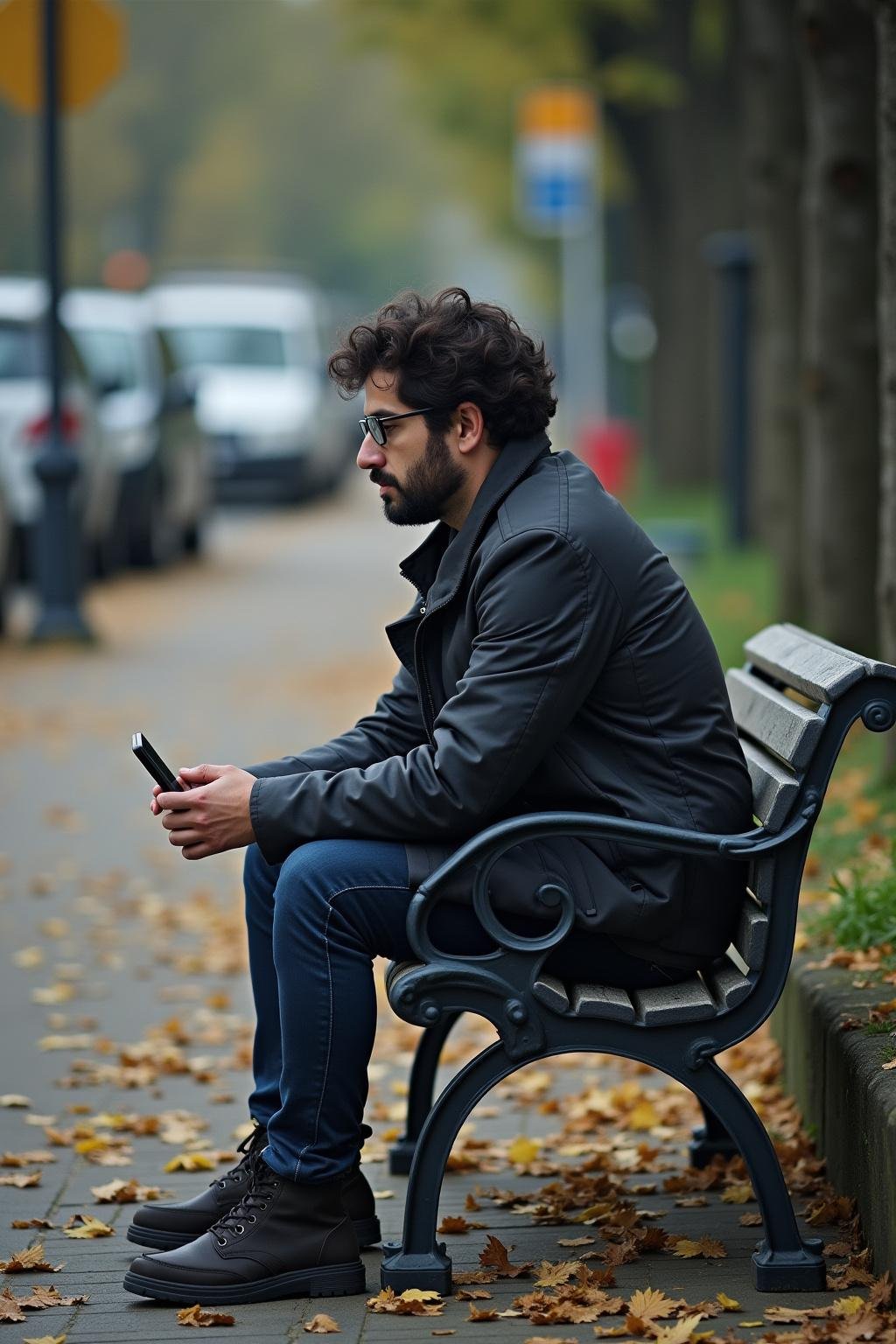 Individual sitting alone on a park bench, appearing distant and introspective, representing avoidant attachment style