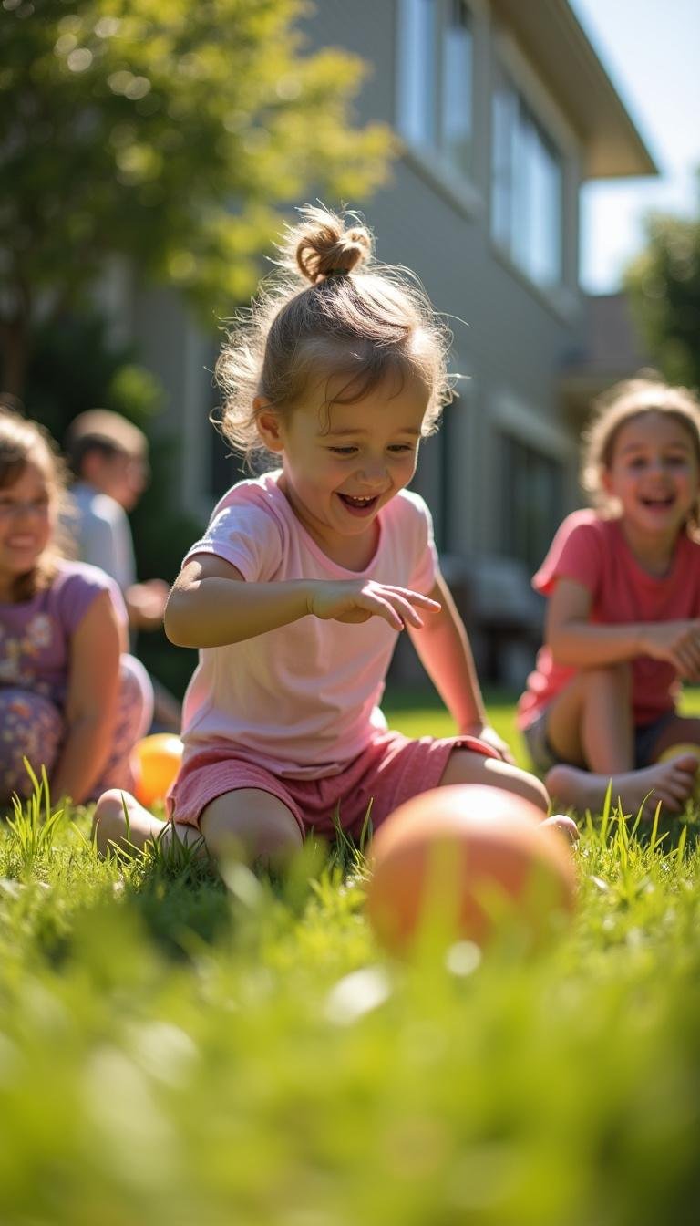 Group of friends or couple playing outdoor games in a sunny backyard, fostering relationship growth