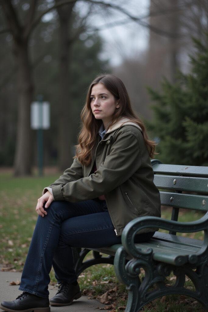 Young woman feeling sad and lonely on park bench after friendship breakup to illustrate emotional pain.