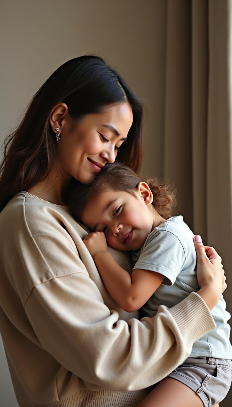 A mother hugging her child to depict maternal love and emotional connection within healing the mother wound