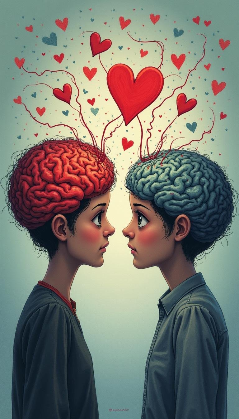 Visual representation of stress and anxiety disrupting emotional connections in relationships