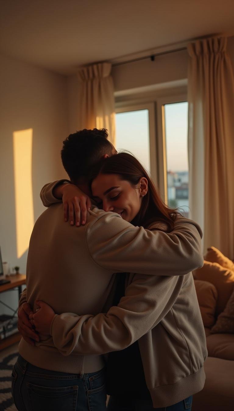 Friends embracing in a warm hug to support emotional healing after a breakup
