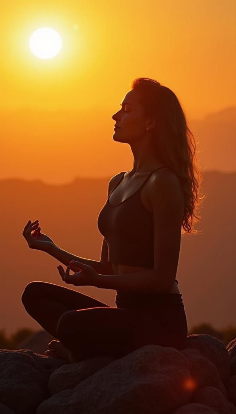 Person meditating peacefully outdoors at dawn to nurture self-love and balance