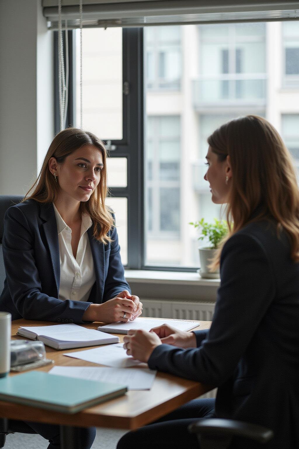 Two office coworkers engaging in a heartfelt conversation to rebuild trust after a misunderstanding