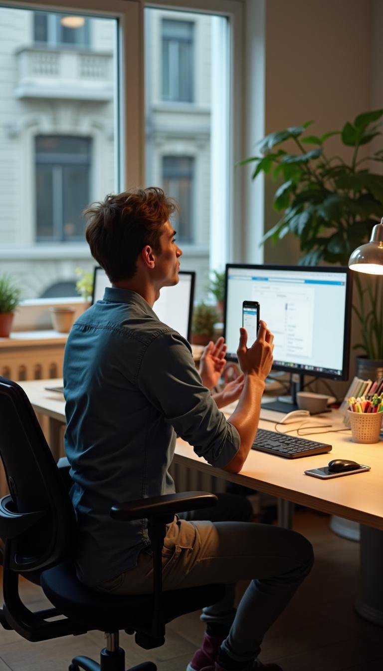 Individual practicing mindfulness to maintain work-life balance