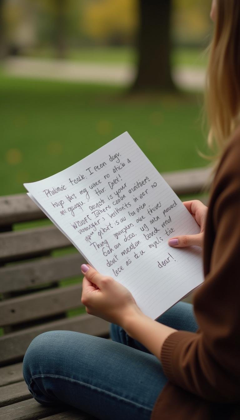 Individual handing a handwritten love letter to their partner during a park visit, emphasizing words of affirmation in love in 2025.