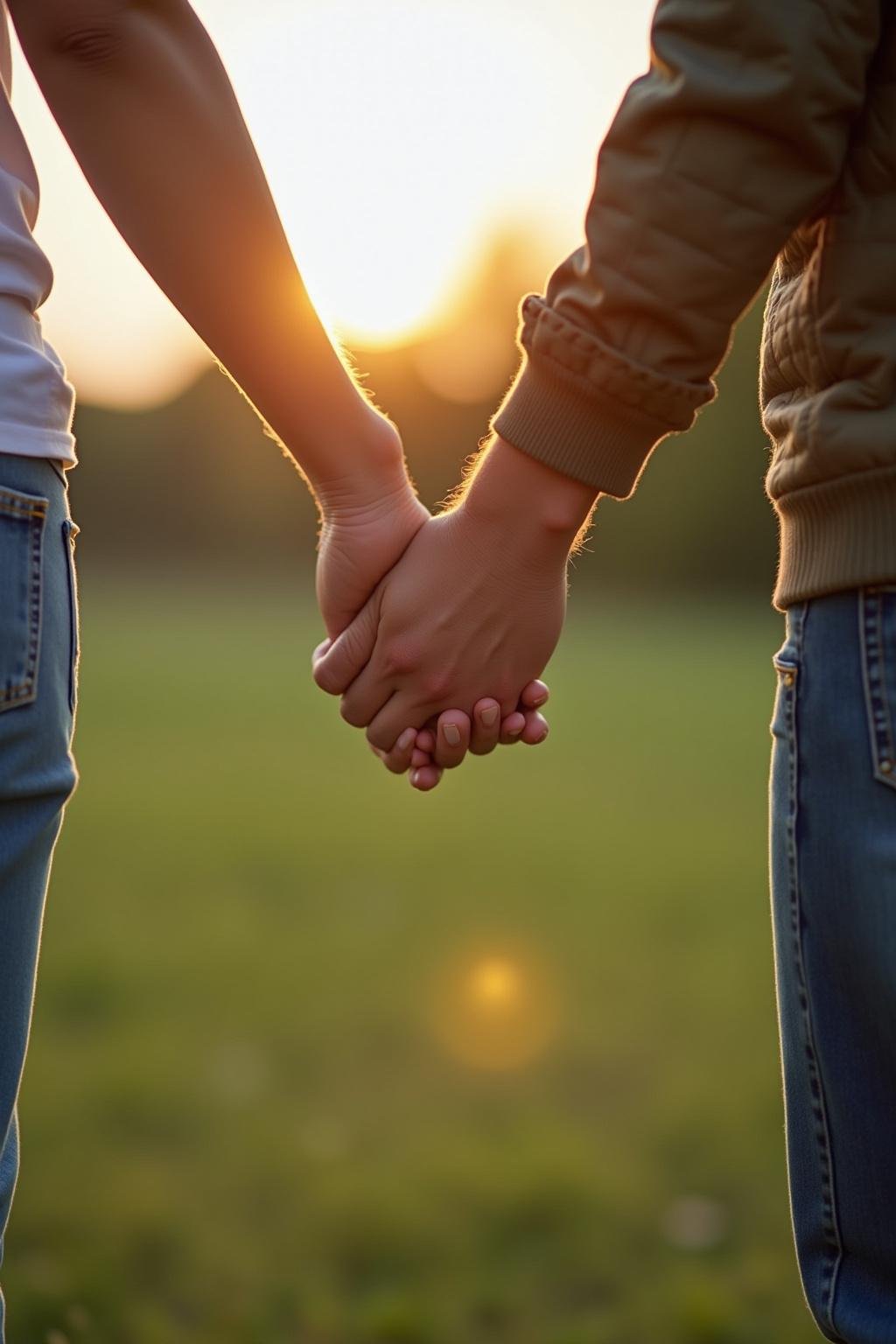 Couple's hands gently clasped outdoors, symbolizing trust and mutual agreement in a healthy relationship