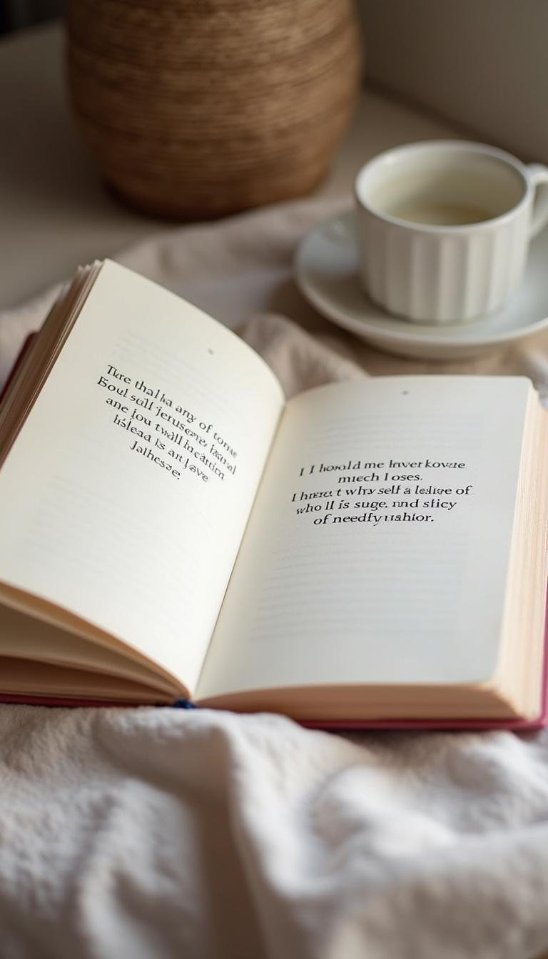 Open journal with affirmations about self-love and self-pleasure, symbolizing self-care practices