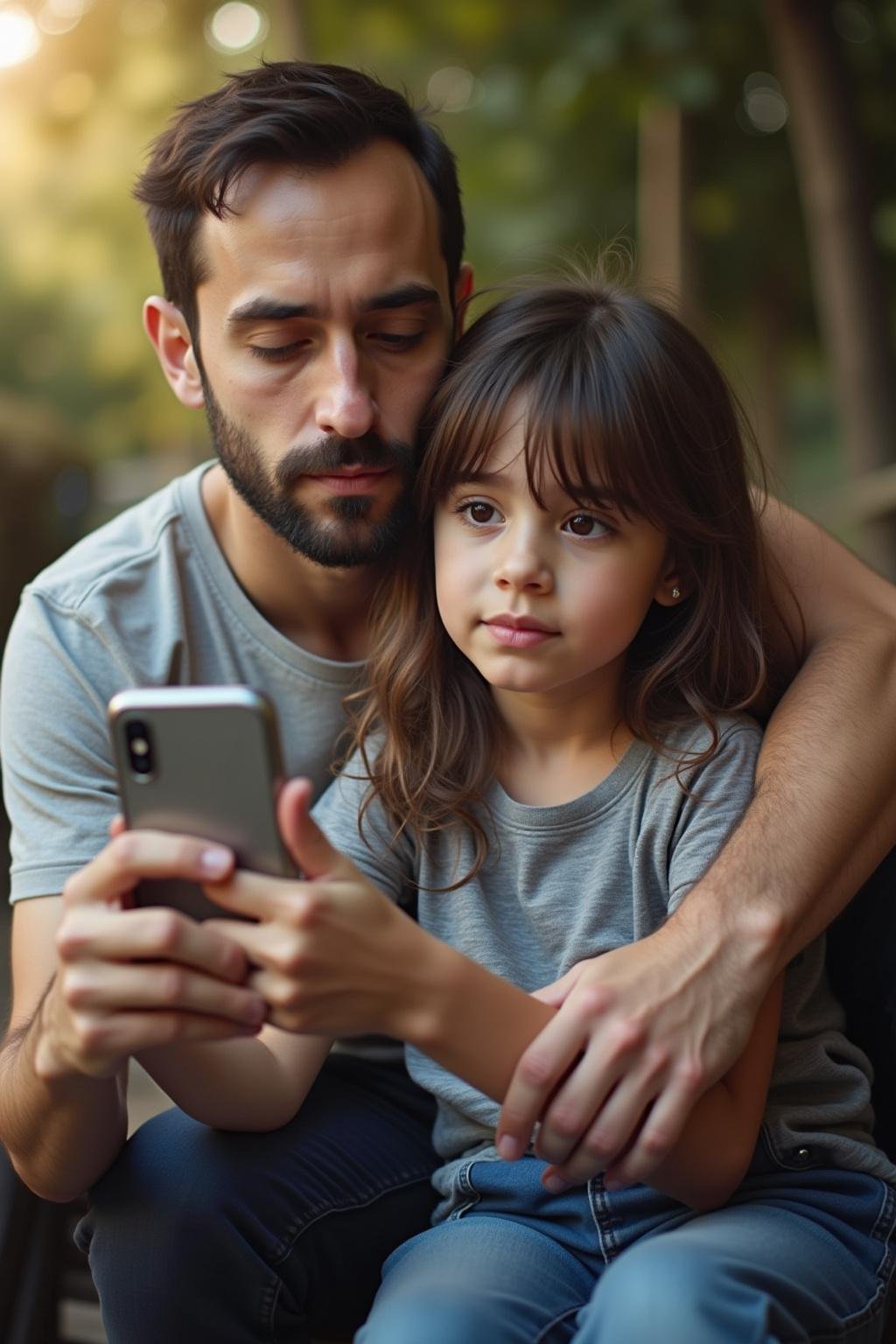 An adult comforting a teenager with a reassuring hug, symbolizing emotional support and healing from childhood trauma.