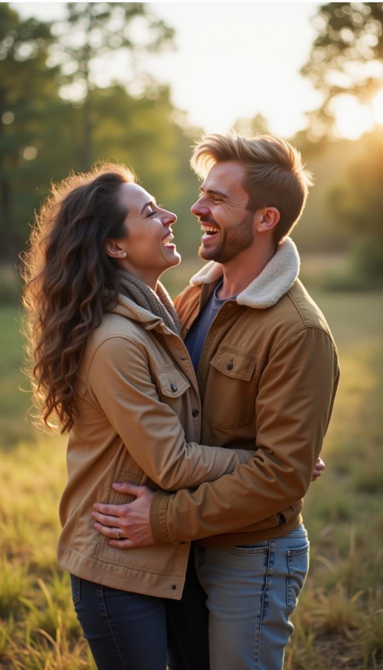 A couple displaying mutual respect and happiness as green flags in their relationship