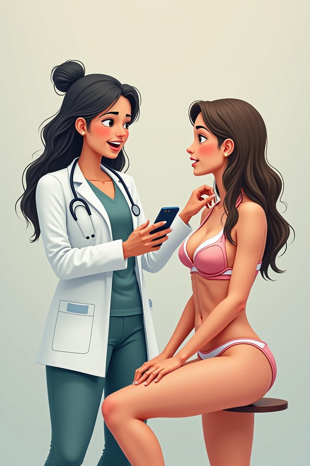 Doctor explaining female anatomy to a woman to clarify myths about female pleasure.