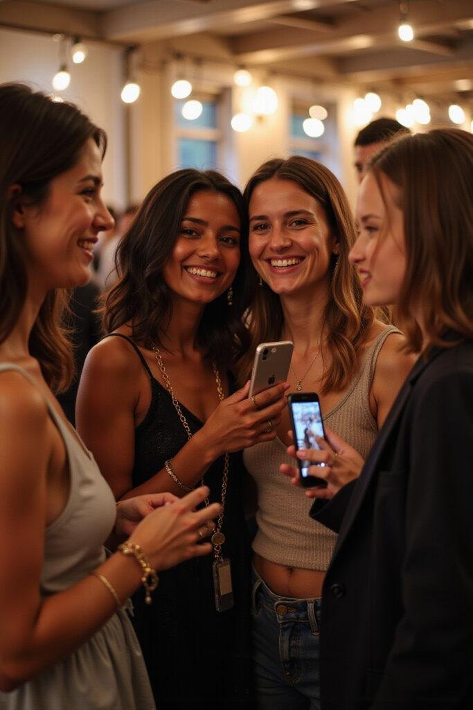 People at a social event showcasing different expressions of attraction and interest as part of understanding human turn-ons