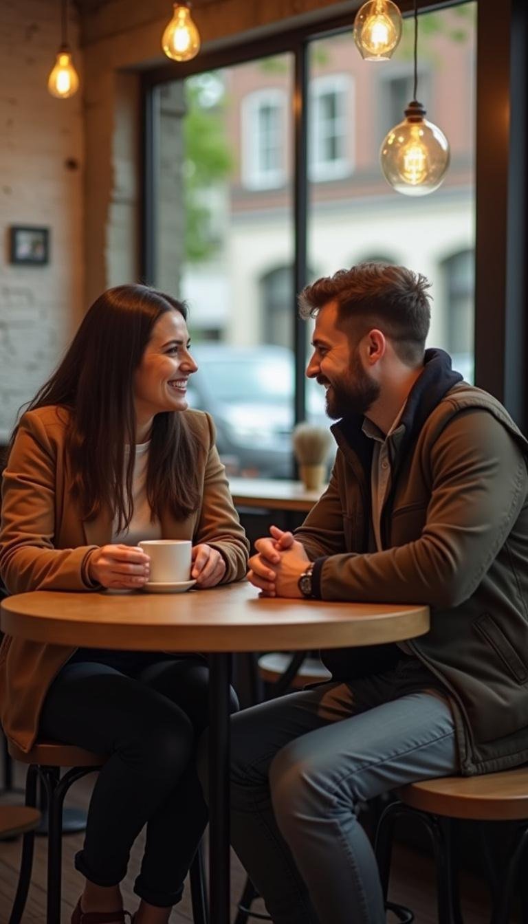 Two adults having an emotional conversation over coffee to depict meaningful social bonds