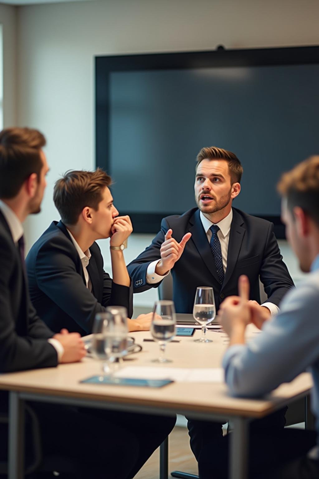 Tense moment in a meeting showing a colleague arguing passionately, illustrating workplace conflict