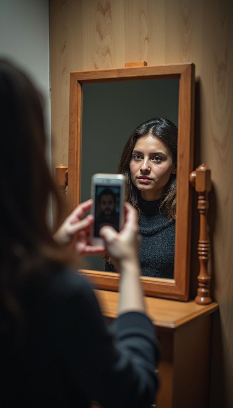 Person looking into a mirror to symbolize self-awareness and understanding personal toxicity