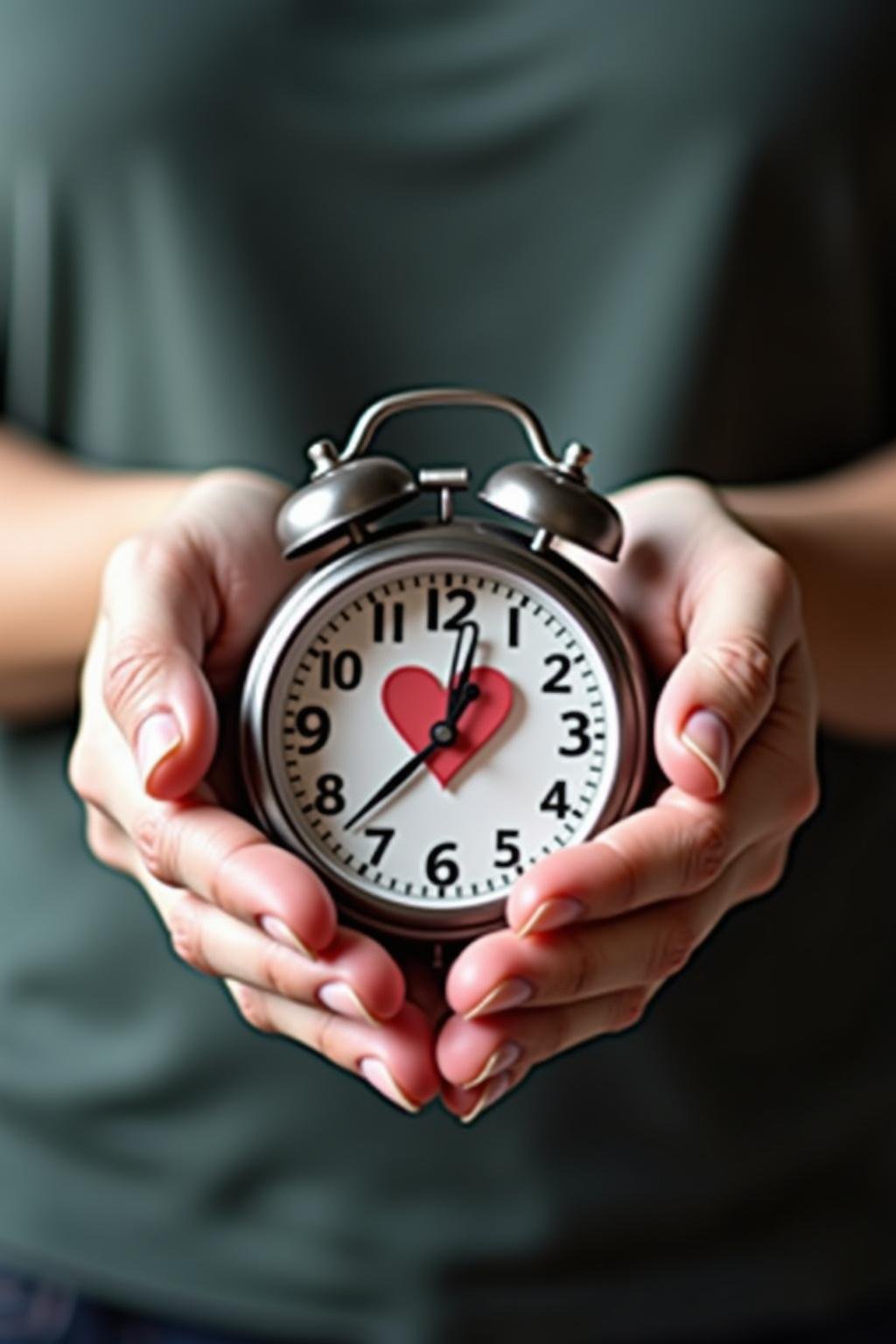 Hands holding a clock and heart to represent managing emotional energy and time in relationships