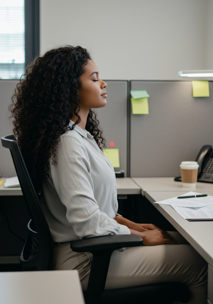 Individual practicing mindfulness to maintain work-life balance