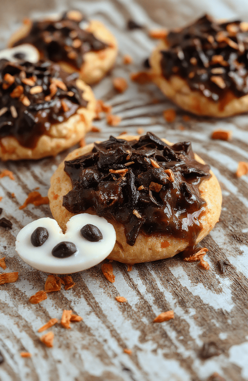 A vibrant Halloween-themed snack platter featuring creepy cookies, colorful candies, and fun shaped chips arranged on a spooky black tray, with orange and purple decorations in the background, textured surfaces and playful presentation.