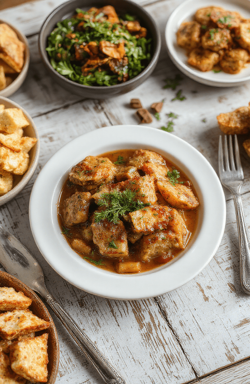 A vibrant, colorful plate showcasing Southern Thanksgiving dishes with roast turkey, sweet potatoes, green beans, and cornbread, beautifully plated on a rustic wooden table with holiday decorations nearby, textures of crispy skin, tender meat, smooth mashed sides, and fluffy cornbread highlighted in natural daylight.