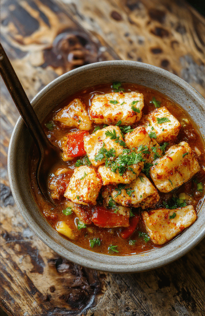 A vibrant bowl of stir-fried ramen noodles topped with succulent chicken slices, colorful vegetables, and gleaming sesame seeds, presented on a rustic wooden table with chopsticks and fresh herbs for garnish.